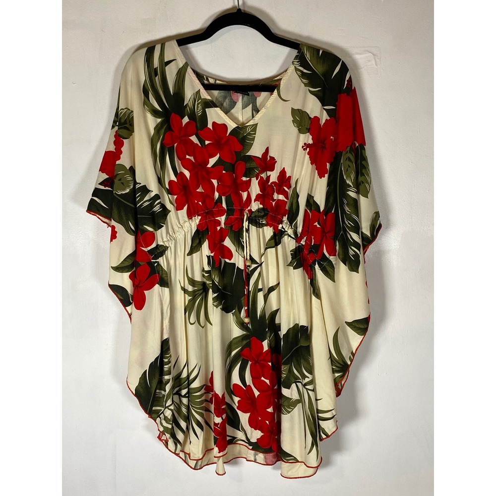 Favant Hawaii Tropical Floral Rayon Kaftan Beach Cover Up One Size Resort